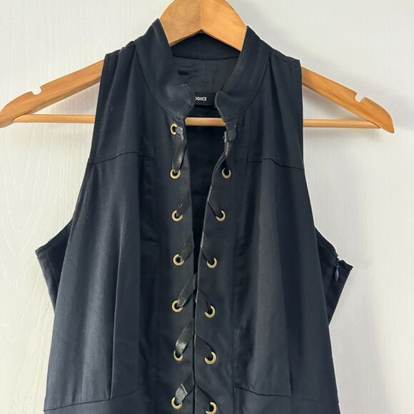 Iodice Womens Full Lace Up Dress Black Mini Goth Cottagecore Size 4 Small - Picture 2 of 10